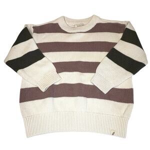 Easy Peasy Rugby Stripe Cotton Sweater Boys/Girls 4T Cream Tan Olive Long Sleeve
